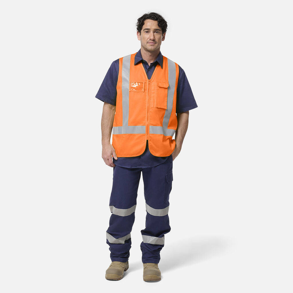 King Gee Originals Hi Vis X Back Cotton Drill Vest (K57007)