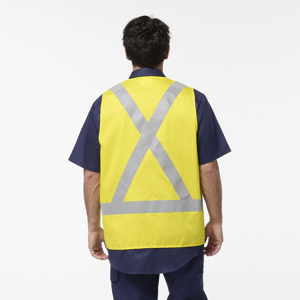 King Gee Originals Hi Vis X Back Cotton Drill Vest (K57007)