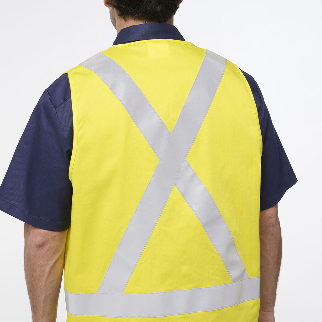 King Gee Originals Hi Vis X Back Cotton Drill Vest (K57007)