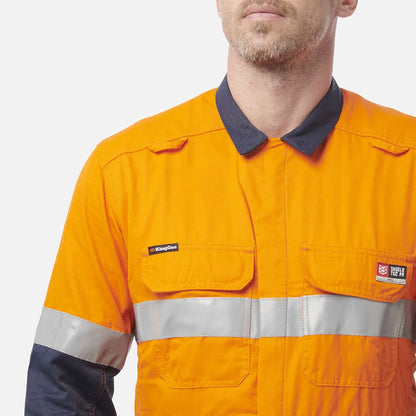King Gee ShieldTec FR Hi Vis Two Tone Coverall With FR Tape PPE2 (Y00055)