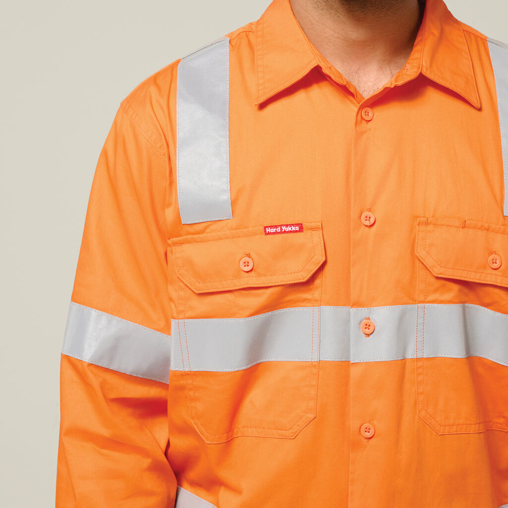 Hard Yakka Biomotion Hi-vis Taped Cotton Shirt (Y04265)