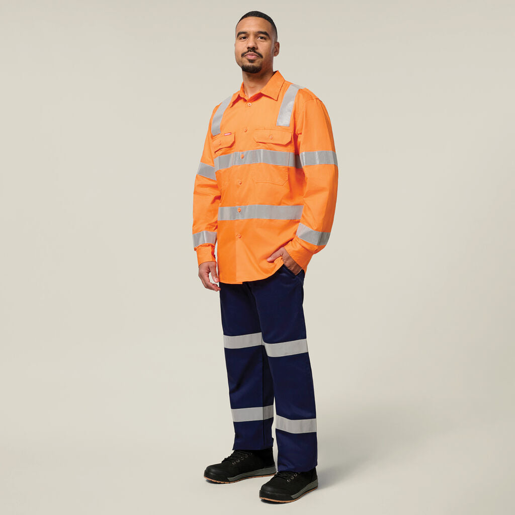 Hard Yakka Biomotion Hi-vis Taped Cotton Shirt (Y04265)