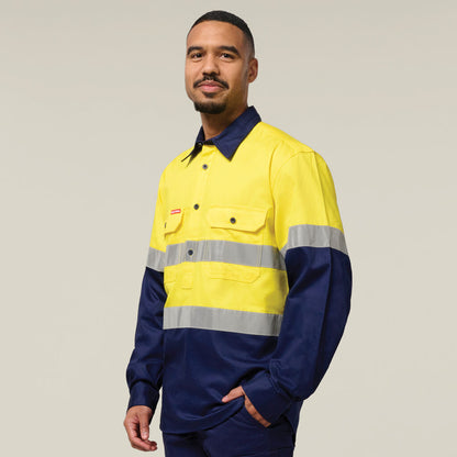 Hard Yakka Core Hi-Vis Long Sleeve Heavyweight Closed Front Taped Shirt (Y04615)