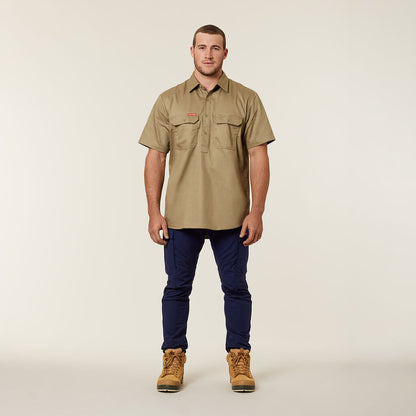 Hard Yakka Short Sleeve Closed Front Cotton Drill Work Shirt (Y07540)