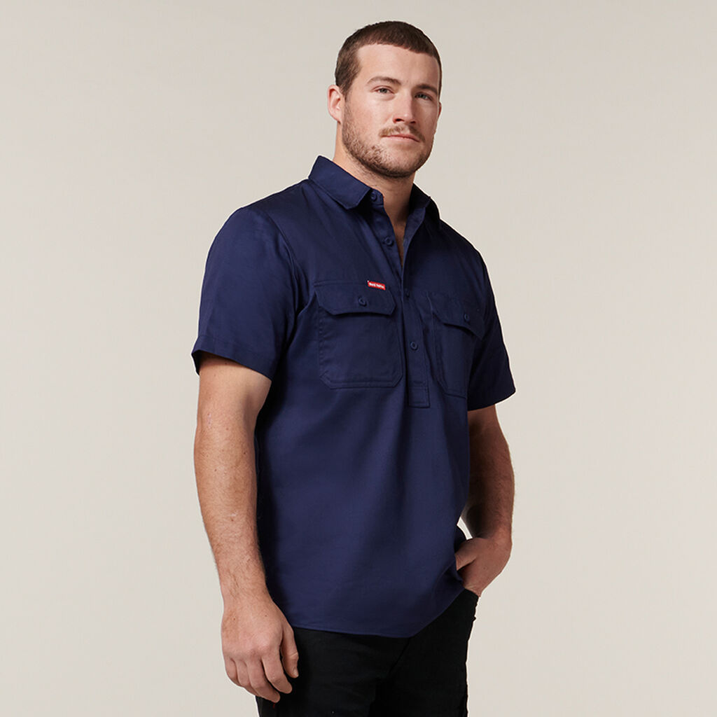 Hard Yakka Short Sleeve Closed Front Cotton Drill Work Shirt (Y07540)