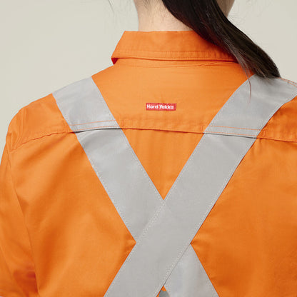 Hard Yakka Women's Core Biomotion Hi-vis Taped Long Sleeve Cross Back (Y08420)
