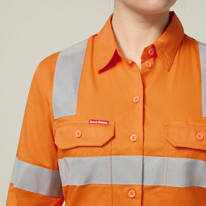 Hard Yakka Women's Core Biomotion Hi-vis Taped Long Sleeve Cross Back (Y08420)