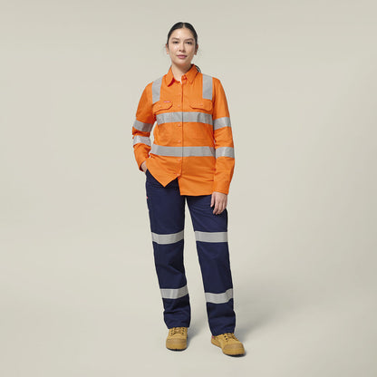 Hard Yakka Women's Core Biomotion Hi-vis Taped Long Sleeve Cross Back (Y08420)