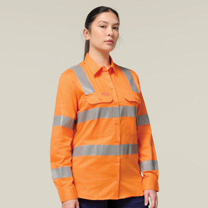 Hard Yakka Womenâ??s Foundations Biomotion Hi-vis Taped Long Sleeve Shirt (Y08421)