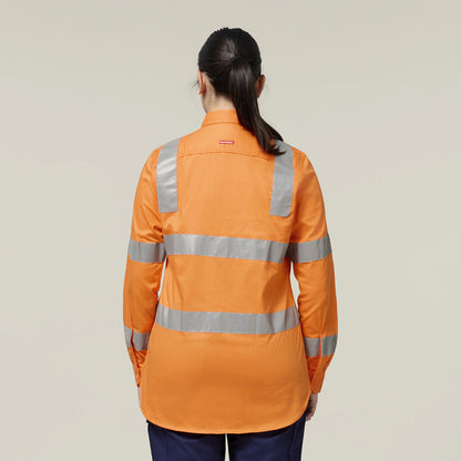 Hard Yakka Womenâ??s Foundations Biomotion Hi-vis Taped Long Sleeve Shirt (Y08421)