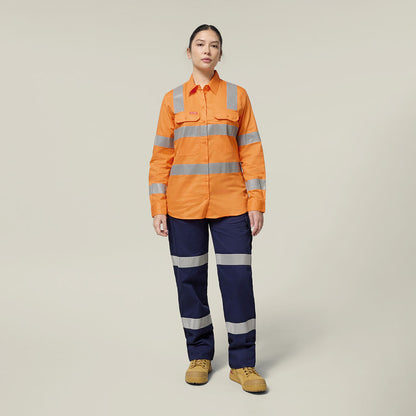 Hard Yakka Womenâ??s Foundations Biomotion Hi-vis Taped Long Sleeve Shirt (Y08421)