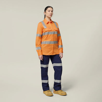 Hard Yakka Womenâ??s Foundations Biomotion Hi-vis Taped Long Sleeve Shirt (Y08421)