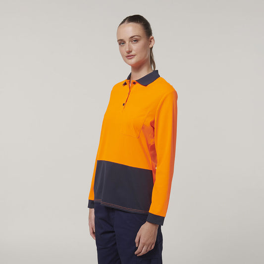 Hard Yakka Women's Long Sleeve Hi Vis Polo (Y08603)