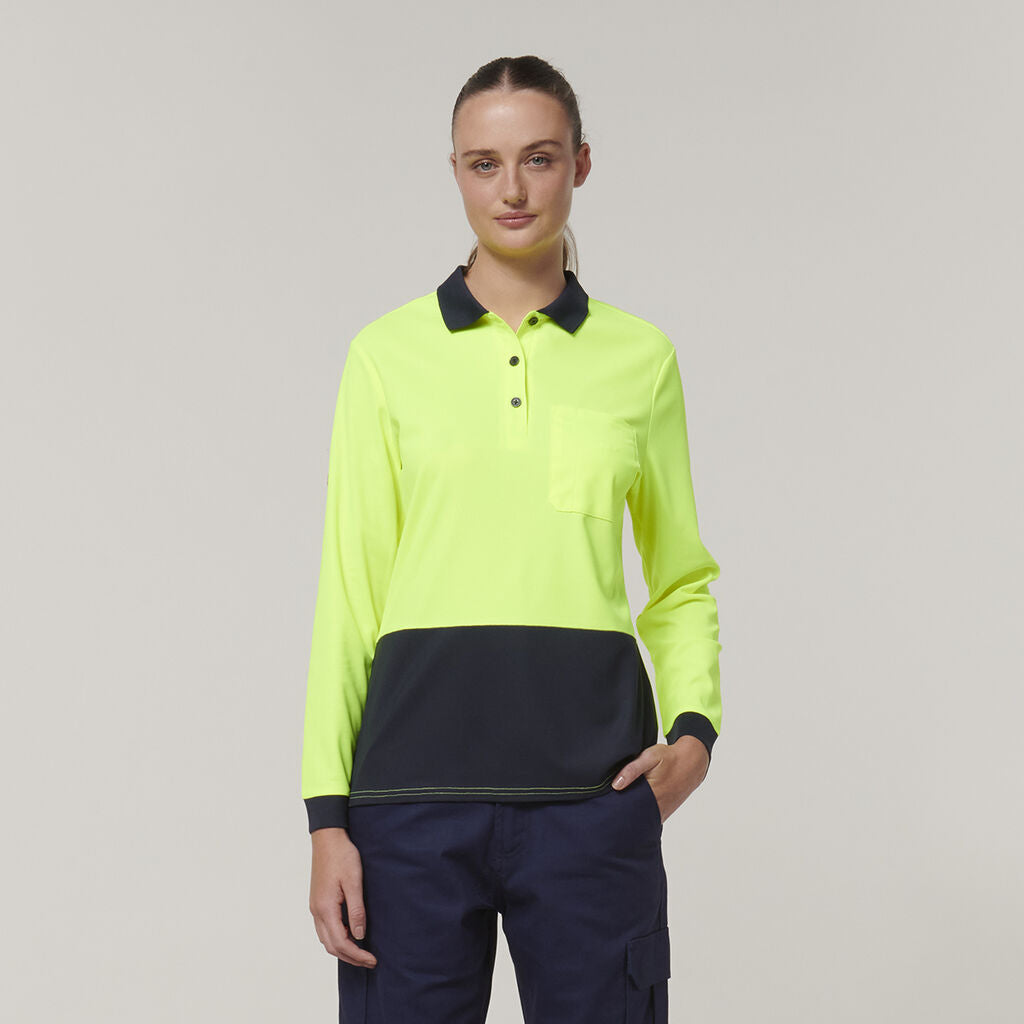 Hard Yakka Women's Long Sleeve Hi Vis Polo (Y08603)