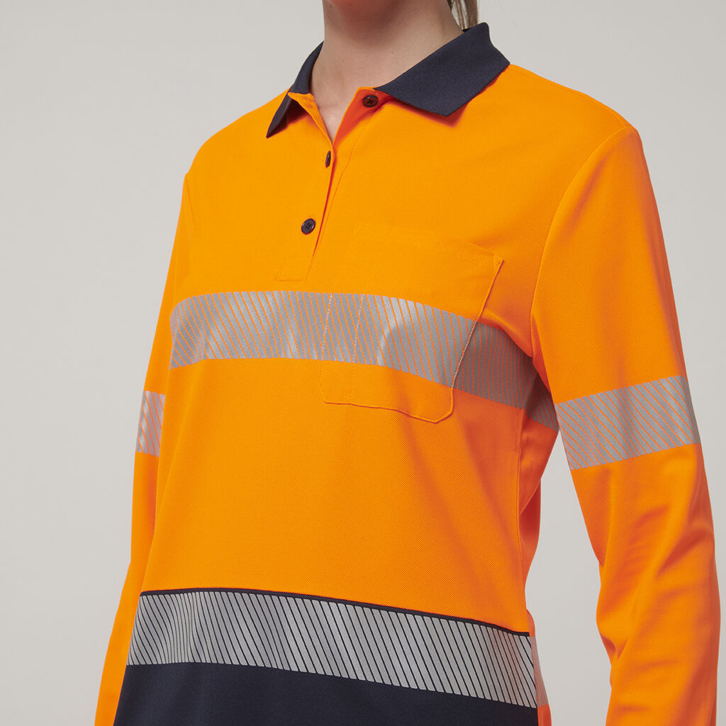 Hard Yakka Women's Long Sleeve Hi Vis Taped Polo (Y08604)