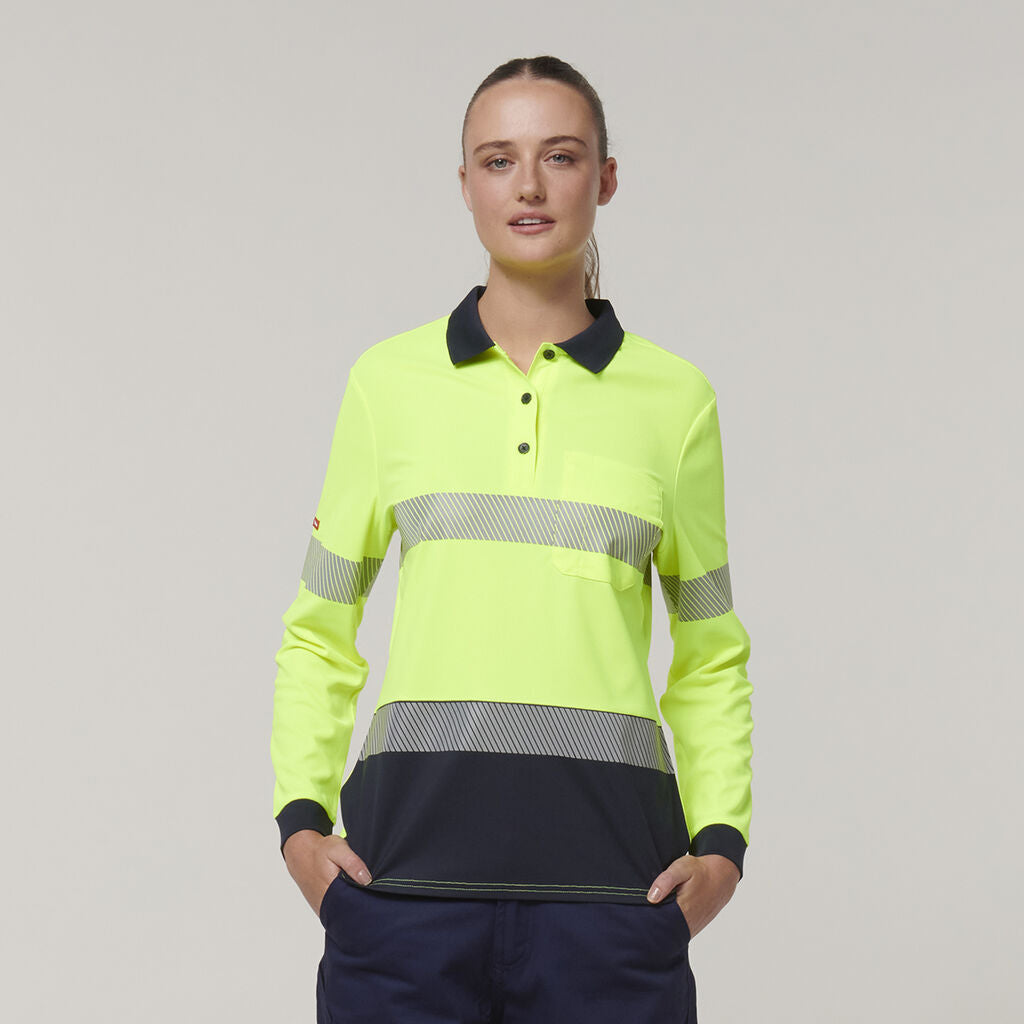 Hard Yakka Women's Long Sleeve Hi Vis Taped Polo (Y08604)