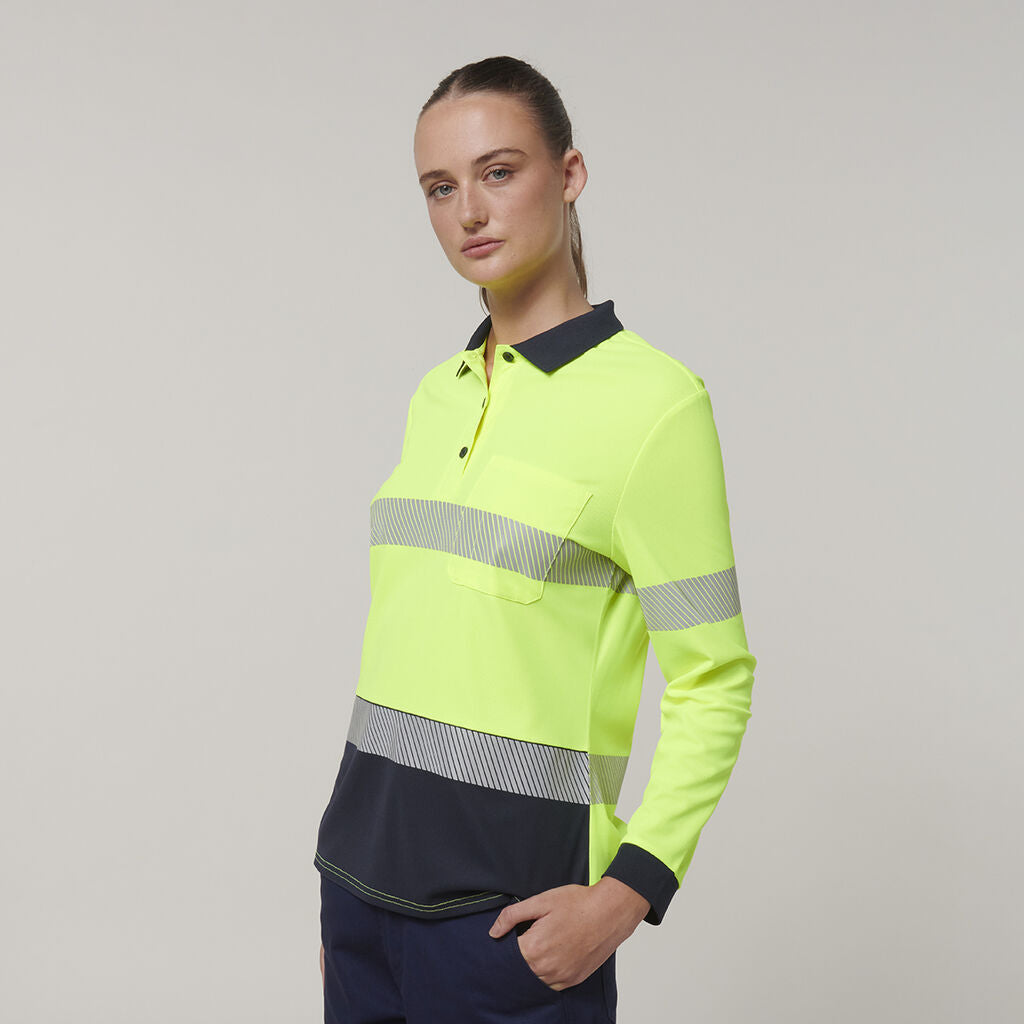 Hard Yakka Women's Long Sleeve Hi Vis Taped Polo (Y08604)