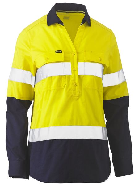 Bisley Womens Taped Hi Vis Stretch V-neck Shirt (BLC6064T)