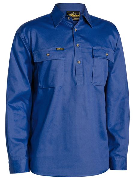 Bisley Closed Front Cotton Drill Shirt  Long Sleeve (BSC6433)