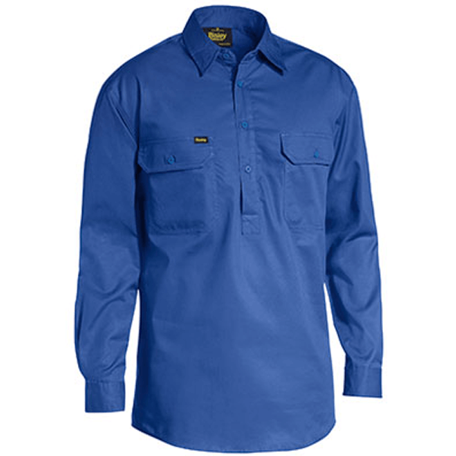 Bisley Closed Front Cotton Light Weight Drill Shirt  Long Sleeve (BSC6820)