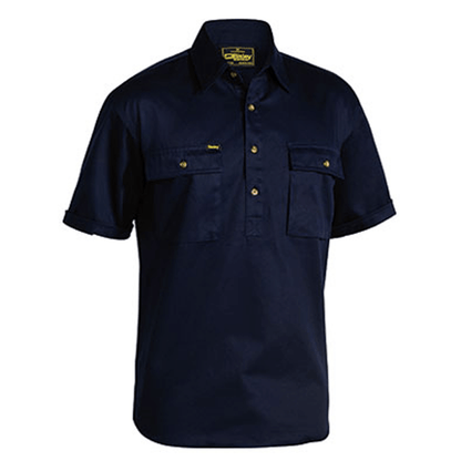 Bisley Closed Front Cotton Drill Shirt - Short Sleeve-(BSC1433)