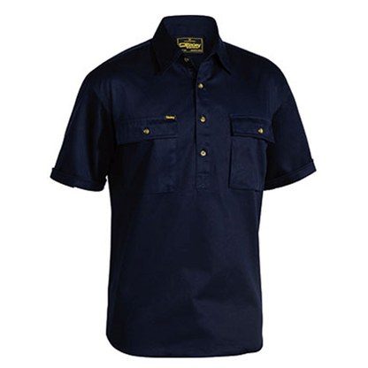 Bisley Closed Front Cotton Drill Shirt - Short Sleeve-(BSC1433)