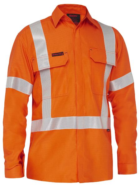 Bisley Apex 185 X Taped Biomotion Hi Vis FR Ripstop Vented Shirt (BS8439XT)