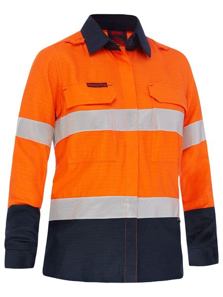 Bisley Apex 160 Women's Taped Hi Vis FR Ripstop Vented Shirt (BL8338T)