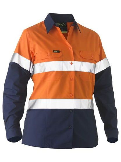 Bisley Women's Taped Two Tone Hi Vis Recycled Drill Shirt (BL6996T)