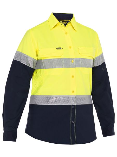 Bisley Women's X Airflow Hi Vis Taped Stretch Ripstop Shirt (BL6491T)