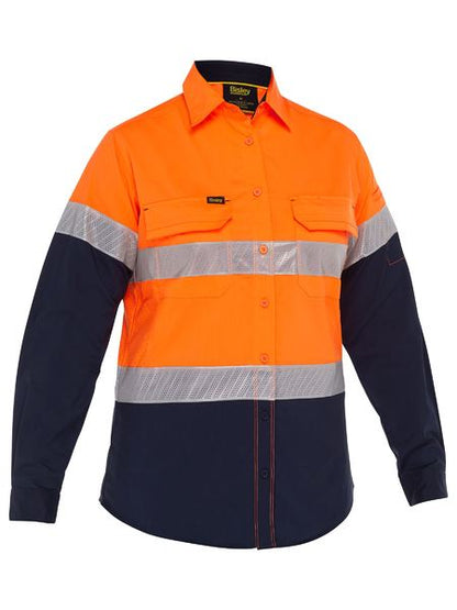 Bisley Women's X Airflow Hi Vis Taped Stretch Ripstop Shirt (BL6491T)