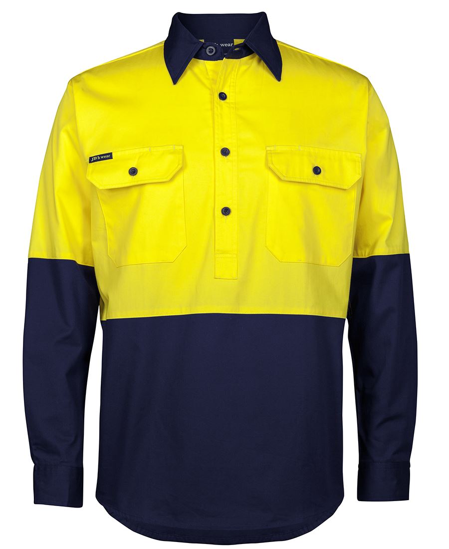 JB'S Hi Vis Close Front L/S 150G Work Shirt (6HVCS)
