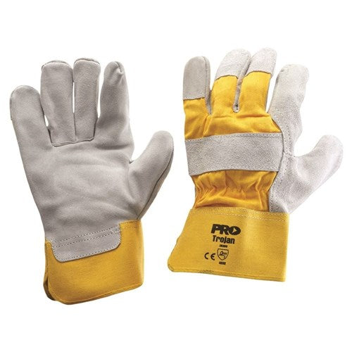 Pro Choice Yellow Cotton Back/Cowsplit Leather Palm - Heavy Duty Pair of 12 (940GY)