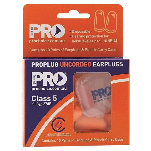 Pro Choice Probullet Disposable Uncorded Earplugs 10 Pack Uncorded (EPOU-10)  (10 PAIRS PER PACK)