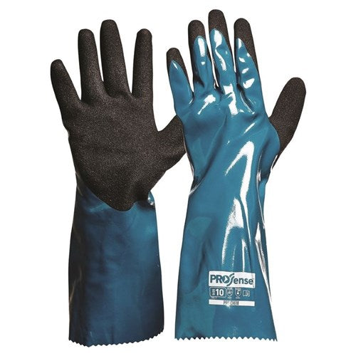 Pro Choice Prochem 35Cm Green/Black Nitrile Pu Glove Pair of 12 (NPUPC)