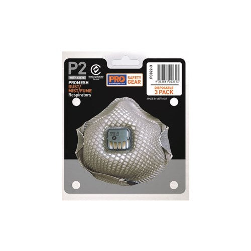 Pro Choice Pro-Mesh Respirator P2, With Valve 3 Piece Blister Pack Pack of 1 (PC822-3)