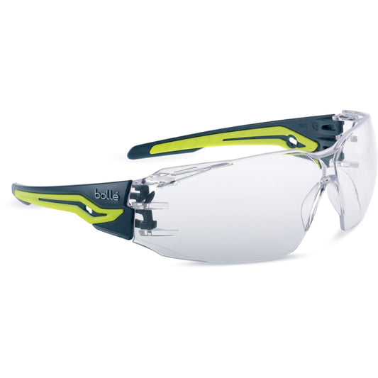 Bolle Safety SILEX+ Forest / Yellow Temples Platinum AS/AF Clear Lens (SILEXPPSI)