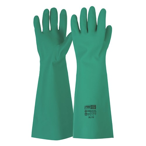 Pro Choice Green Nitrile Gauntlet - Length 45Cm Pair of 12 (RNU22)
