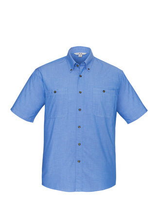 Biz Collection Mens Short Sleeve Wrinkle Free Chambray Shirt (SH113)