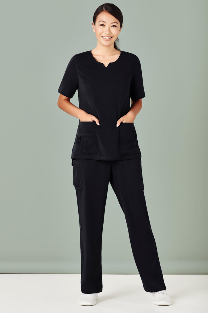 Biz Care Womens Avery Tailored Fit Round Neck Scrub Top (CST942LS)