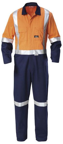 Hard Yakka Hi-visibility Two Tone Cotton Drill Coverall With 3m Tape (Y00262)