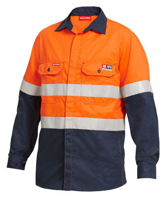 Hard Yakka Shieldtec Fr Hi-Visibility Two Tone Open Front Long Sleeve Shirt With Fr Tape (Y04350)