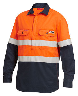 Hard Yakka Shieldtec Fr Hi-Visibilty Two Tone Closed Front Long Sleeve Shirt With Fr Tape (Y04550)