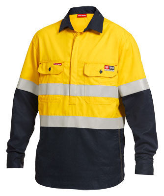 Hard Yakka Shieldtec Fr Hi-Visibilty Two Tone Closed Front Long Sleeve Shirt With Fr Tape (Y04550)