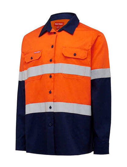 Hard Yakka L/Sl Hi Vis L/Weight 2 Tone Ventilated Shirt W/Tape-(Y08805)