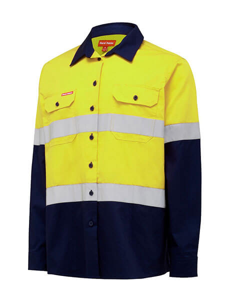 Hard Yakka L/Sl Hi Vis L/Weight 2 Tone Ventilated Shirt W/Tape-(Y08805)