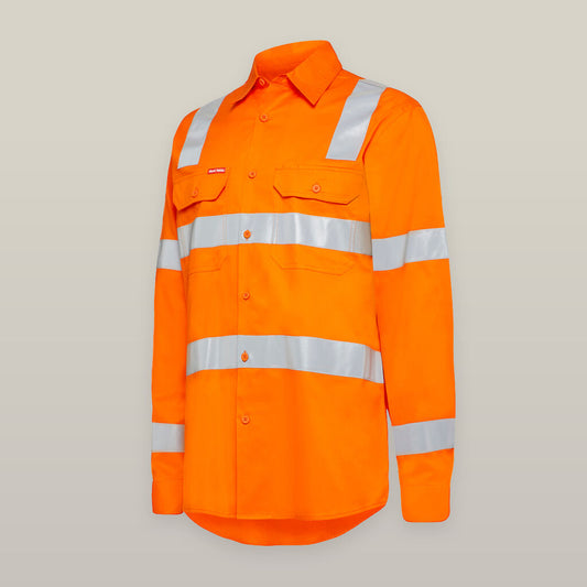 Hard Yakka Womens Foundations Biomotion Hivis Shirt With Tape Long Sleeve - (Y08421)