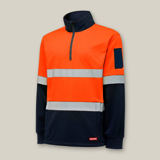 Hard Yakka Hi Vis 2Tone 1/4 Zip Brushed Fleece Jumper With Tape (Y19270)
