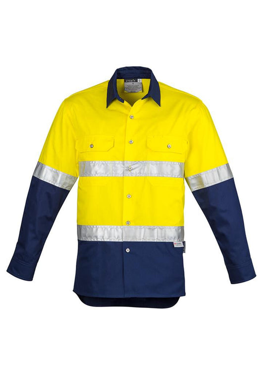 Syzmik Mens Hi Vis Spliced Industrial Shirt - Hoop Taped (ZW123)